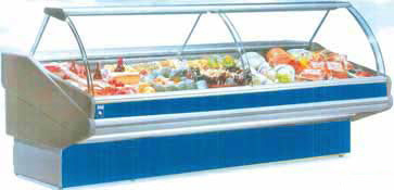 Comptoir d'exposition avec réserve réfrigérée ventilée